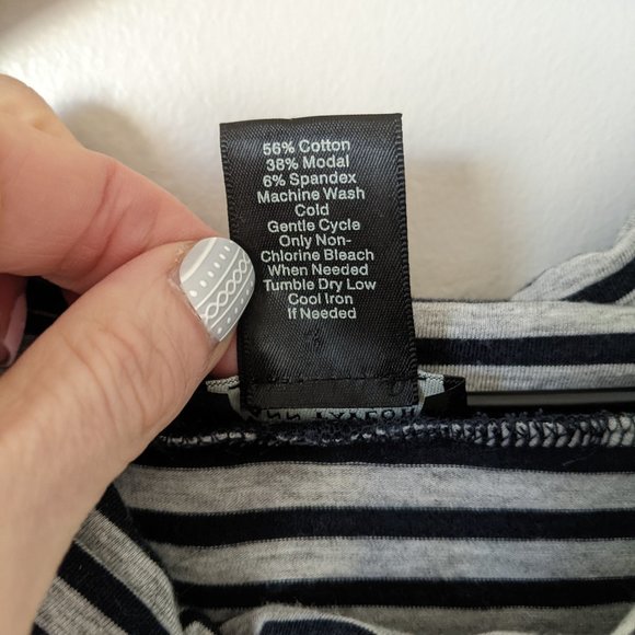 Ann Taylor Gray & Navy Striped Cowl Neck Tee M - Picture 4 of 6